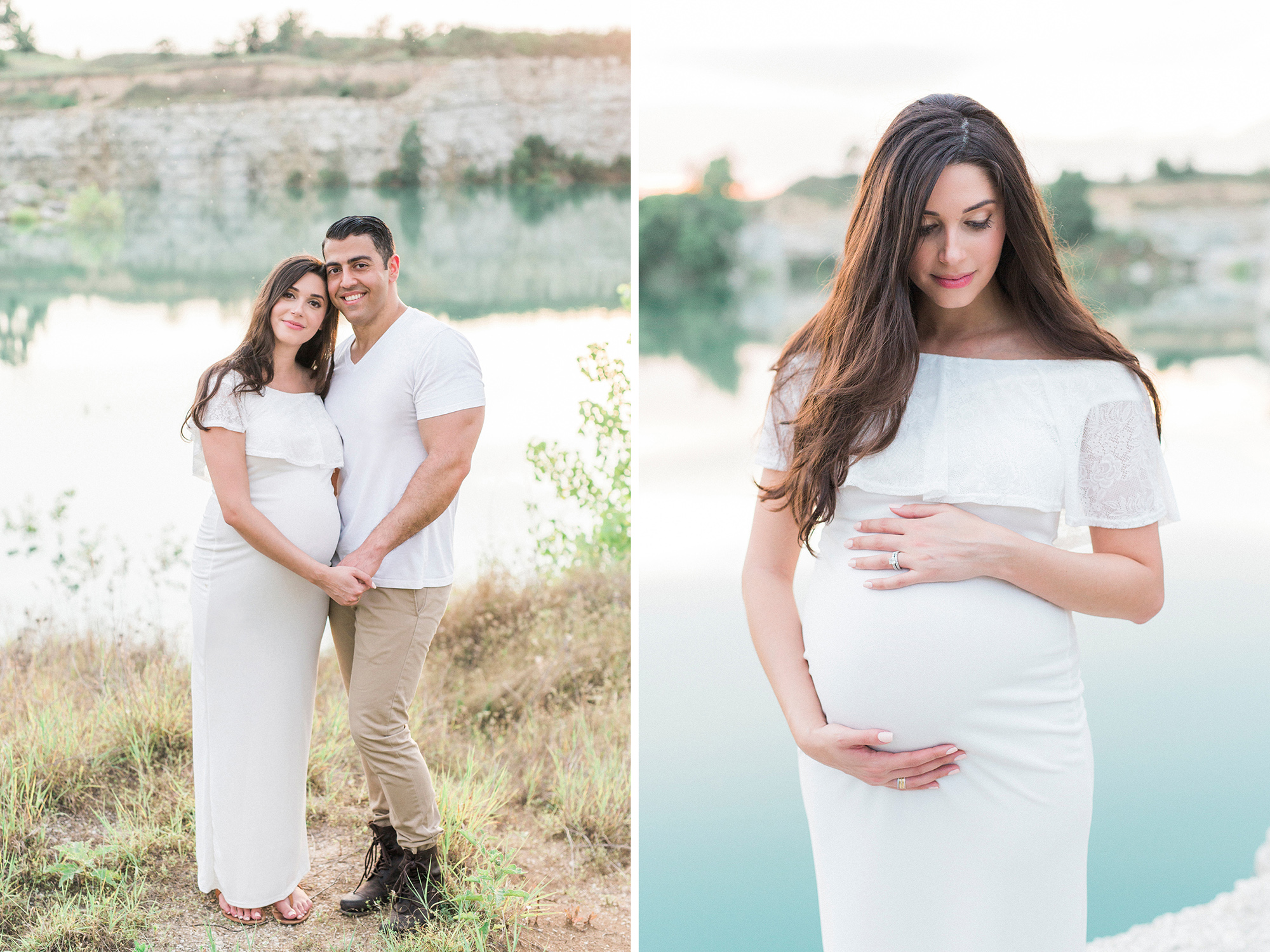 Maternity session with crystal blue water.