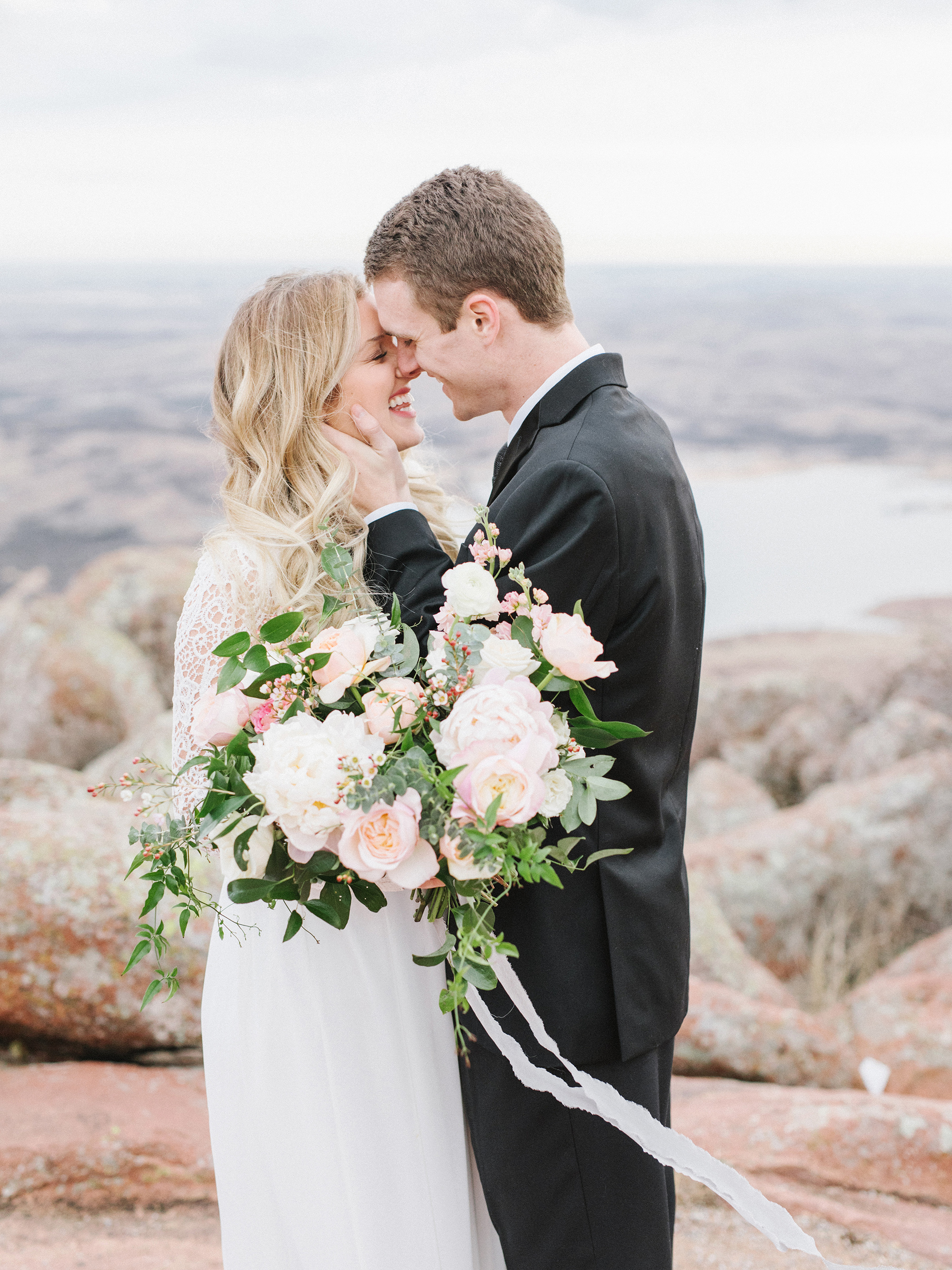 An engagement session at the top of Mount Scott.