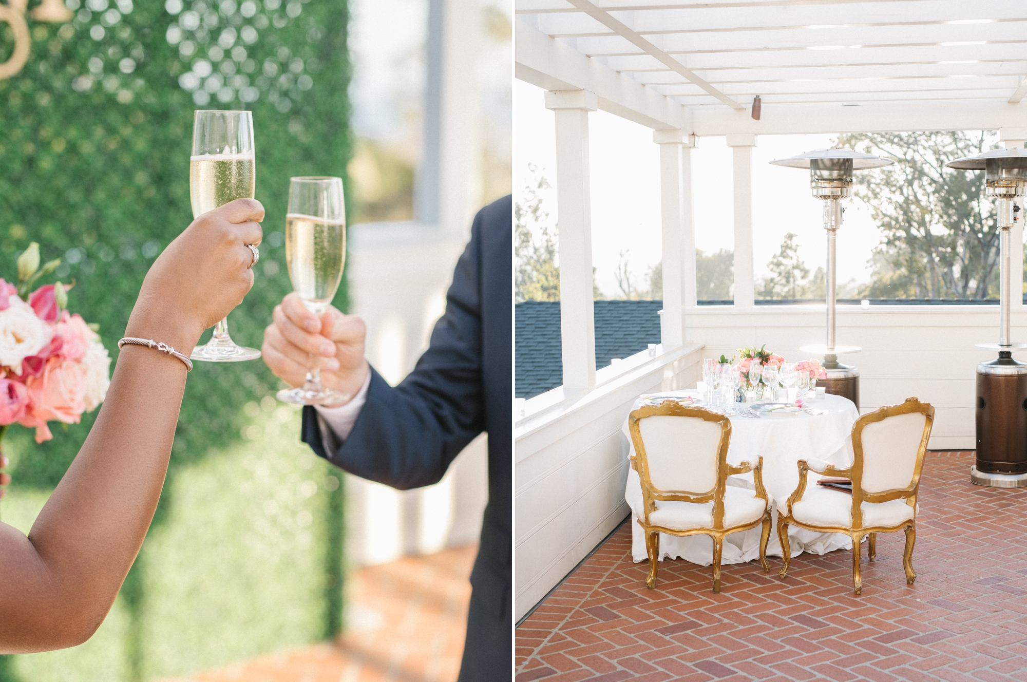 Champagne toasts at the Belmond El Encanto elopement